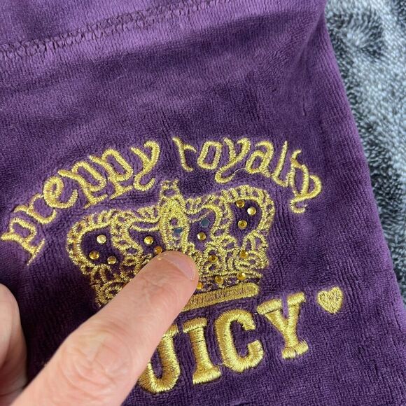 Vtg Y2K Juicy Couture Velour Sweatpants Embellished Embroidered S Purple USA - Picture 4 of 11